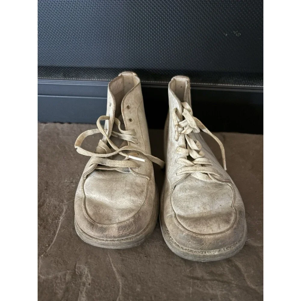 Vintage Toddler White Leather Shoes Distressed
